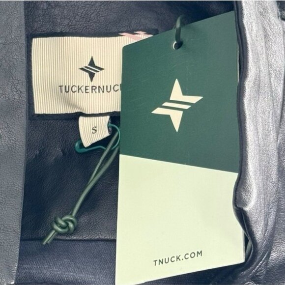 Tuckernuck NEW Black Faux Leather Chic Edgy Collared Margot Top Size S - Picture 11 of 13